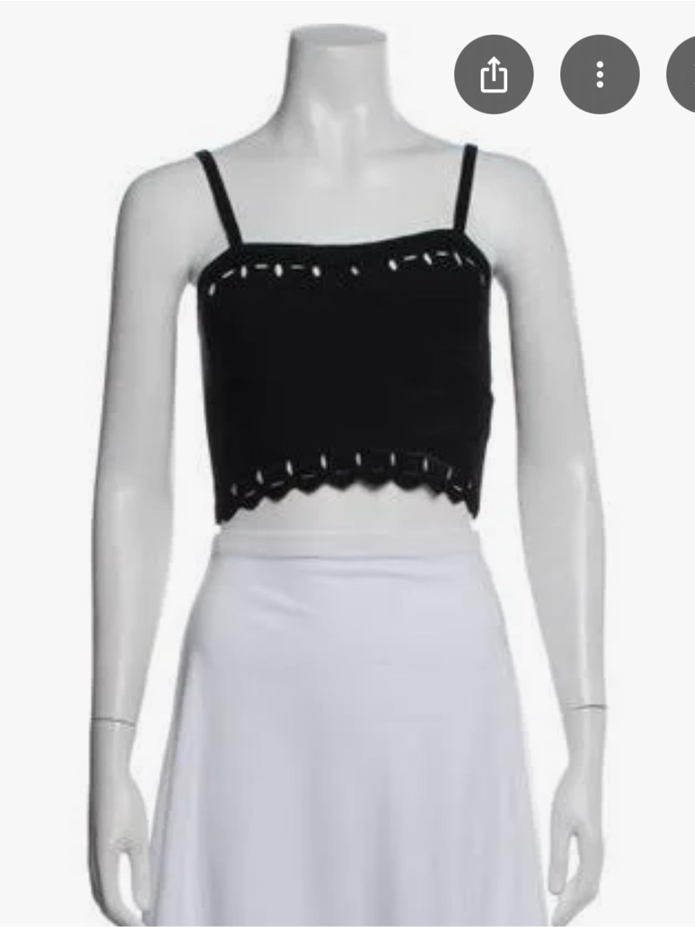 Sandro Black Eyelet Scallop Crop Top